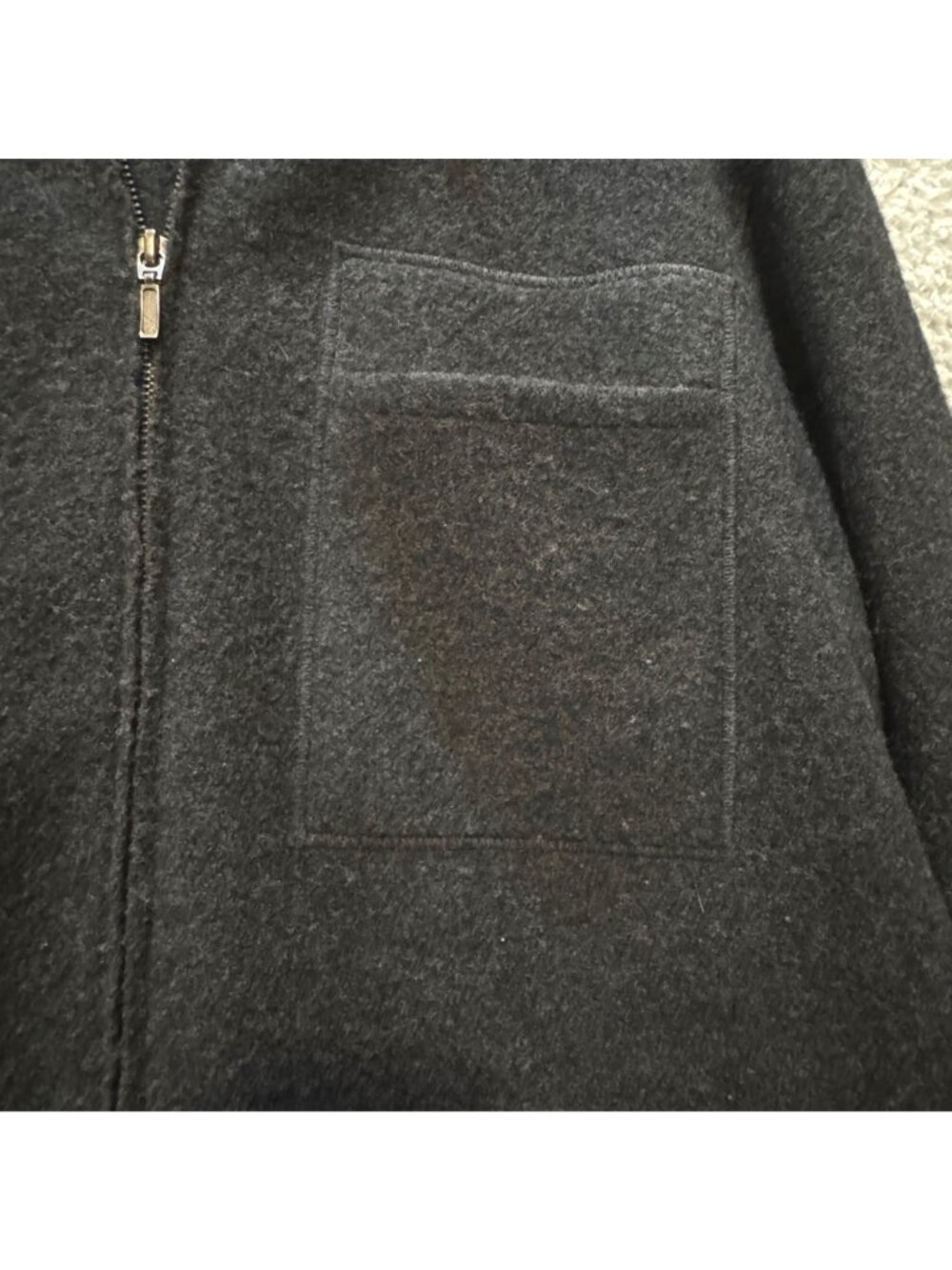 Vintage 1980s Boiled Wool Men's M Cardigan Sweater Charcoal Gray Double Zipper - Picture 7 of 9
